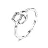 Bague Chat Argenté en forme de cœur
