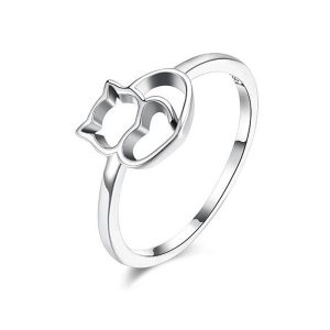 Bague Chat Argenté en forme de cœur