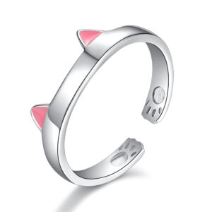 Bague Oreilles Chat Câlines En Argent 925 Ajustable