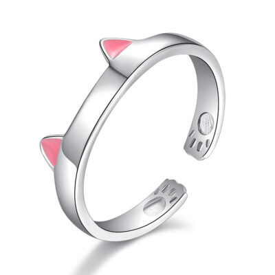 Bague Oreilles Chat Câlines En Argent 925 Ajustable